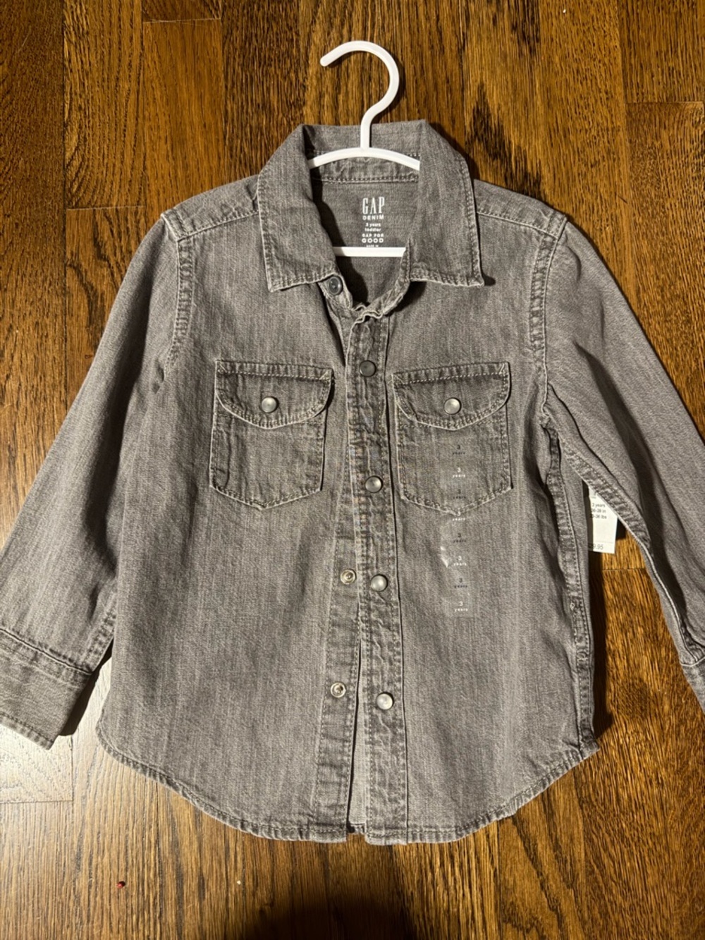 GAP Kids Gray Denim Snap-Front Jacket